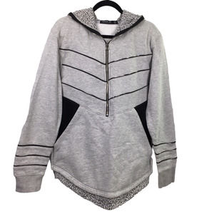 Track 23 Men's Half Zip Front Pocket Zipper Accent Long Sleeve Gray Hoodie L